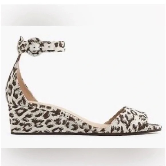 J. Crew Shoes - J. Crew - Laila Leopard Print Wedge Sandals size 6M